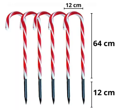 Bastón de caramelo navideño - luz solar
