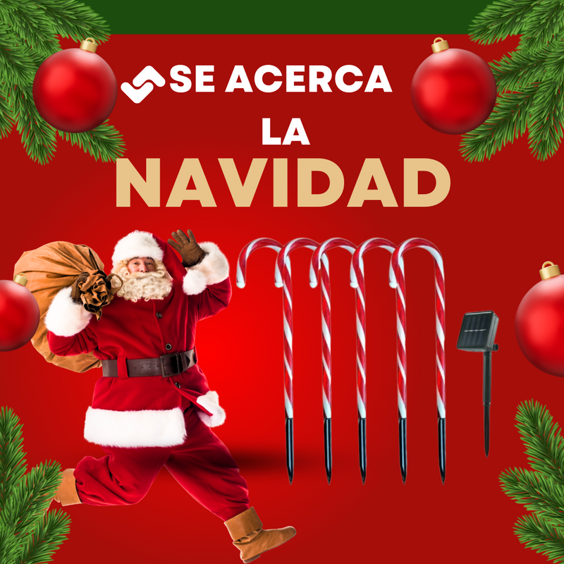 Bastón de caramelo navideño - luz solar